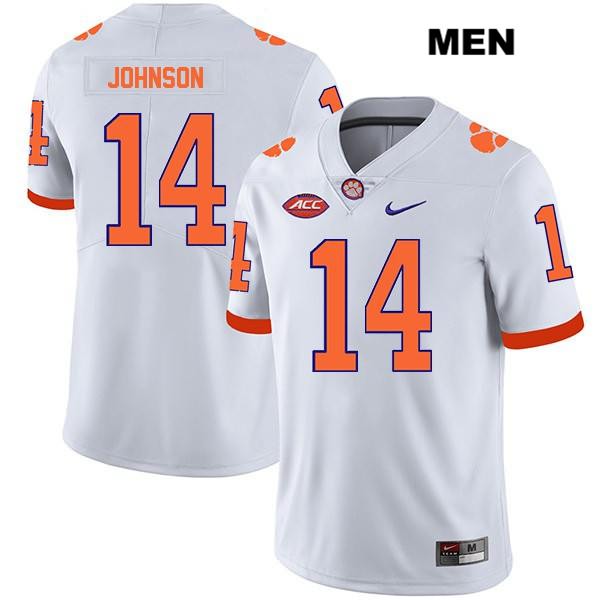 Men's Clemson Tigers #14 Denzel Johnson Stitched White Legend Authentic Nike NCAA College Football Jersey NHV2246OY